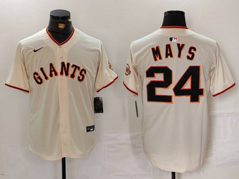 Men San Francisco Giants #24 Mays Cream Nike Game 2024 MLB Jersey style 1->youth mlb jersey->Youth Jersey